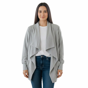 90 Degree By Reflex Light Gray Drape Cardigan Woman Lady Plus Size 1X